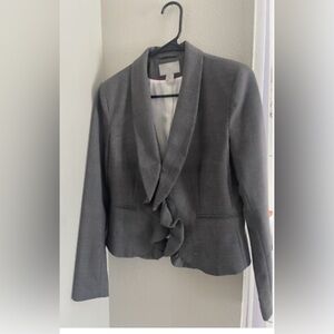 H&M Grey and Pink Blazer Front Raffles & Pockets Woman Size 8